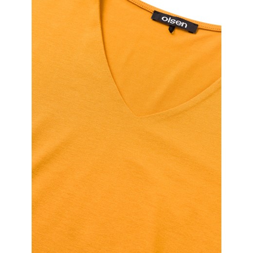Gładki T-shirt w serek New Heritage 11100796 Żółty 38 Olsen 44 Olsen