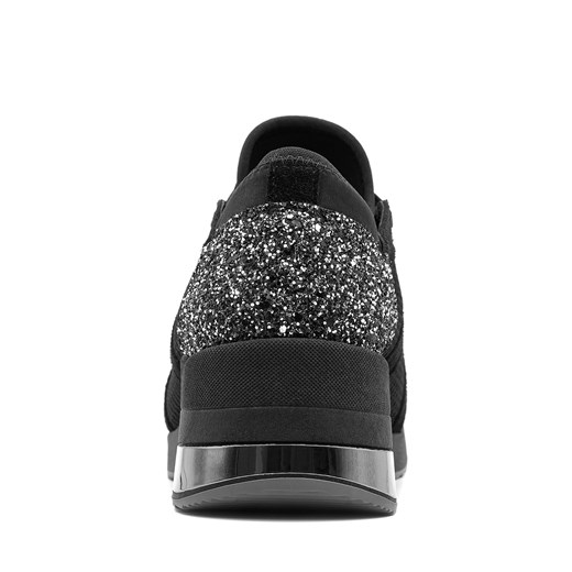 Buty sportowe damskie Neścior sneakersy młodzieżowe czarne płaskie na wiosnę skórzane 