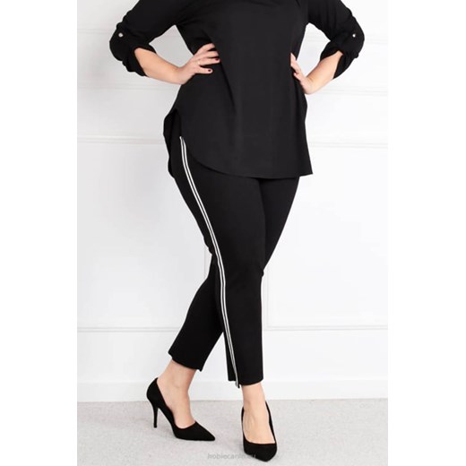 Spodnie dzianinowe z lampasem SYDNEY czarne Plus Size karko.pl
