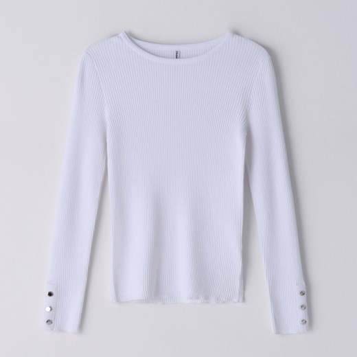 Cropp - Prążkowany sweter z guzikami - Cropp L Cropp
