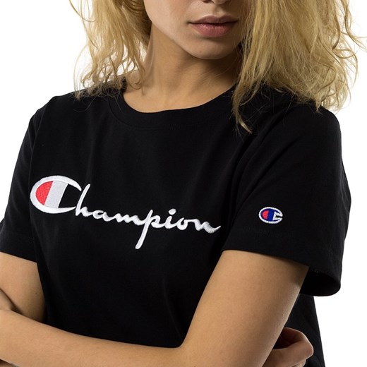 Koszulka damska Champion t-shirt Reverse Weave Script Logo top black (110992/F20/KK001) Champion S promocja matshop.pl