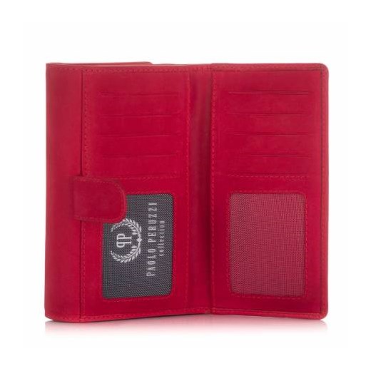 Duży portfel damski skórzany organizer na karty paolo peruzzi in-05 czerwony - paolo peruzzi Paolo Peruzzi GENTLE-MAN