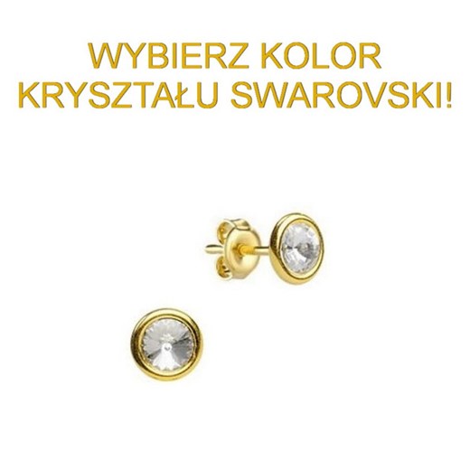 Złote kolczyki z kryształem SWAROVSKI® - srebro 925 pozłacane WYBIERZ KOLOR KRYSZTAŁU SWAROVSKI! Aquamarine F coccola.pl
