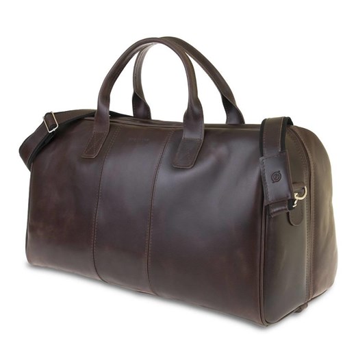 Podróżna torba na ramię ze skóry brodrene r10 ciemny brąz smooth leather Brødrene  torebki-skorzane.pl