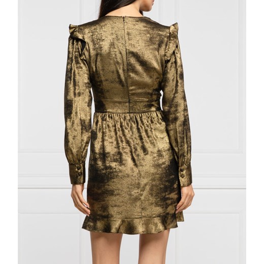 Sukienka Pinko mini złota w abstrakcyjne wzory z długimi rękawami karnawałowa 