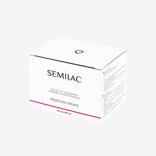 Folie do usuwania lakieru hybrydowego Semilac Remover Wraps 50 szt. Semilac SEMILAC