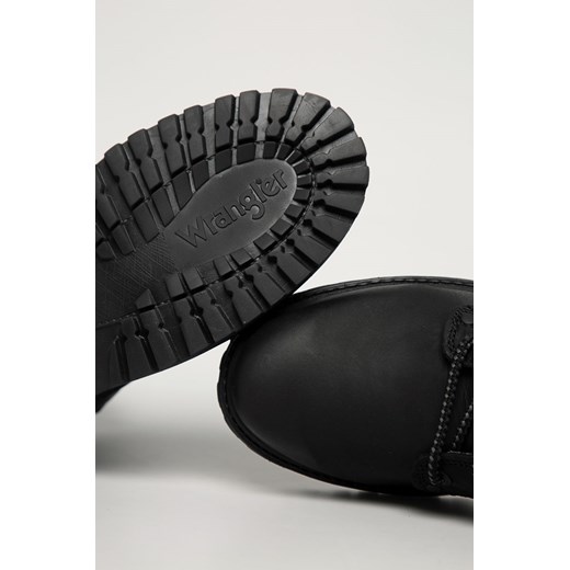 Czarne buty zimowe męskie Wrangler sznurowane ze skóry 