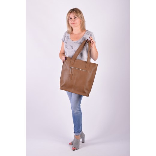 Shopper bag Designs Fashion na ramię brązowa bez dodatków 