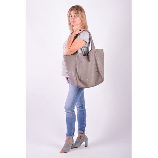 Shopper bag Designs Fashion na ramię ze skóry matowa duża 