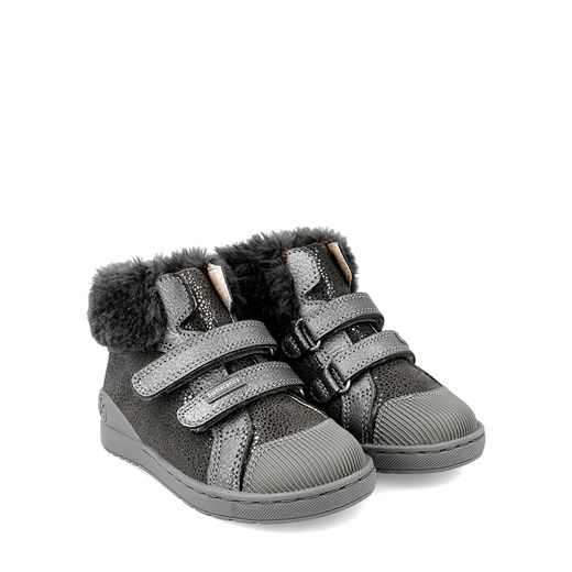 Szare buty zimowe dziecięce BIOMECANICS skórzane trzewiki na rzepy 