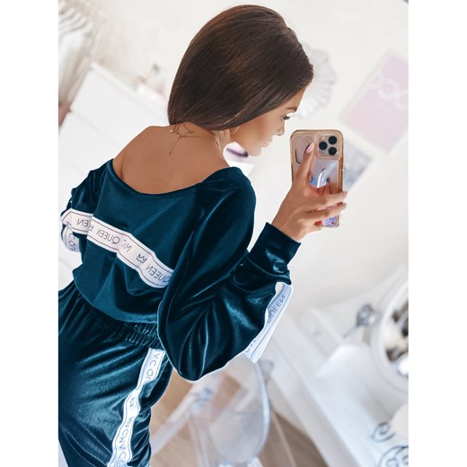 Welurowy dres spodnie + bluza VELVET - morski uniwersalny magmac.pl