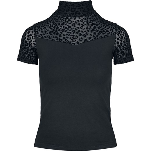 Urban Classics - Ladies Flock Lace Turtleneck Tee - T-Shirt - czarny M EMP