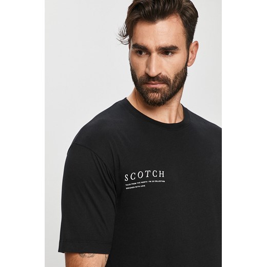 T-shirt męski czarny SCOTCH&SODA z krótkim rękawem 