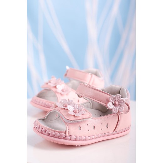 Różowe sandały niemowlęce niechodki ze skórzaną wkładką na rzepy Casu FX86 Casu 20 Casu.pl