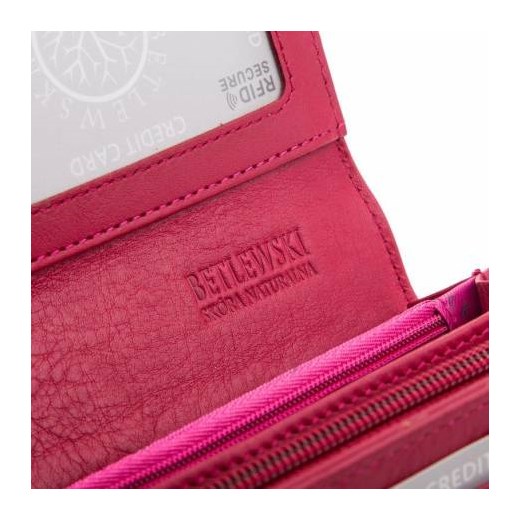 Różowy lakierowany skórzany portfel damski betlewski - betlewski GENTLE-MAN