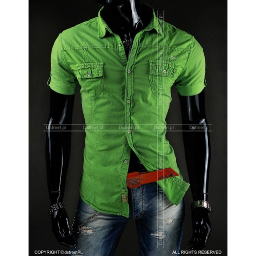 Koszula z krótkim rękawem (kx0314) dstreet zielony koszule