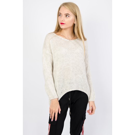 Beżowy sweter oversize Olika uniwersalny olika.com.pl