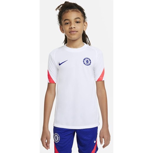 Koszulka piłkarska z krótkim rękawem dla dużych dzieci Chelsea FC Strike - Biel Nike XS Nike poland