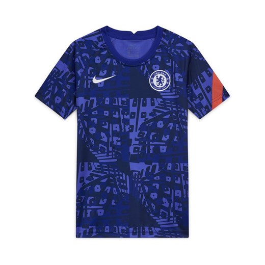 Przedmeczowa koszulka piłkarska z krótkim rękawem dla dużych dzieci Chelsea FC - Niebieski Nike S Nike poland