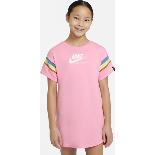Sukienka z krótkim rękawem dla dużych dzieci (dziewcząt) Nike Sportswear Heritage - Różowy Nike S Nike poland