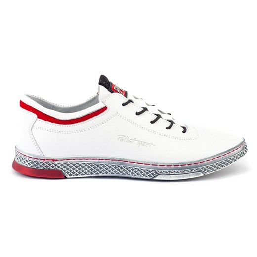 Buty męskie skórzane casual K23 białe z czerwonym Polbut 41 butyolivier