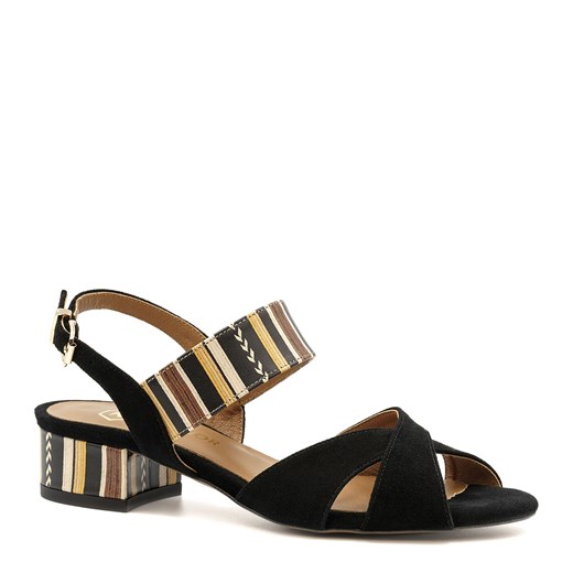Czarne zamszowe sandały z szerokimi paskami 85C ze sklepu NESCIOR w kategorii Sandały damskie - zdjęcie 93310475