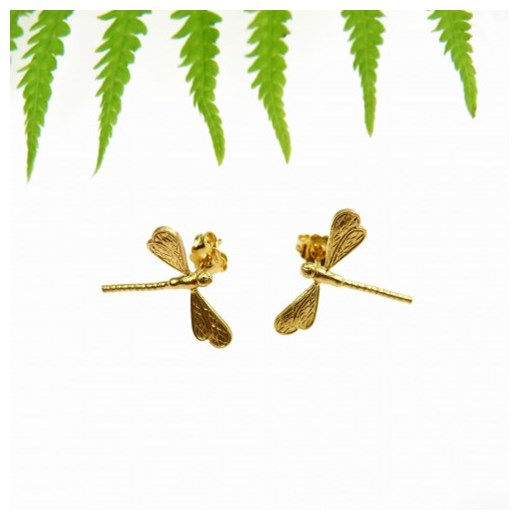 Kolczyki srebrne- Mini ważki złote na sztyftach Venus Galeria Venus Galeria - Magiczny Ogród Bizuterii Srebrnej
