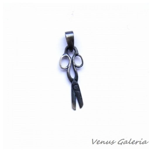 Zawieszka srebrna oksydowana- Nożyczki Venus Galeria Venus Galeria - Magiczny Ogród Bizuterii Srebrnej