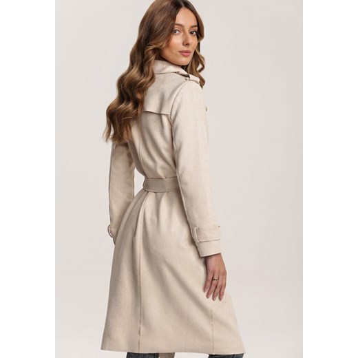 Kremowy Płaszcz Usinlenne ze sklepu Renee odzież w kategorii Płaszcze damskie - zdjęcie 93389939