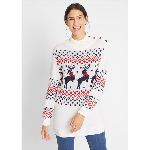 Sweter bożonarodzeniowy z motywem reniferów | bonprix Bonprix 40/42 bonprix