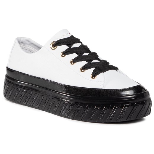 Sneakersy TOMMY HILFIGER - Shiny Flatform Vuls Sneaker FW0FW05221 White YBR 39 eobuwie.pl
