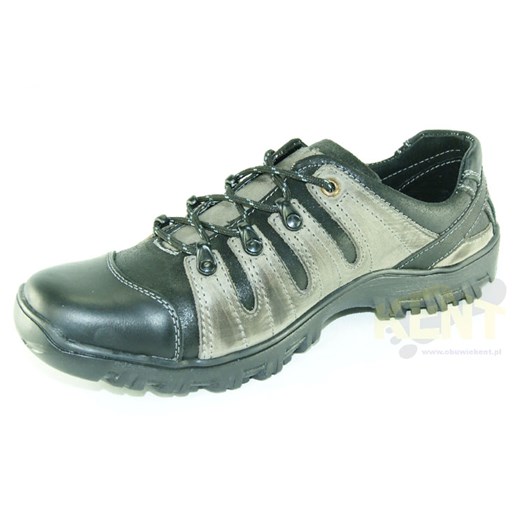 KENT 123 CZARNO-SZARE- Skórzane buty w najmodniejszym czarnym kolorze sklep-obuwniczy-kent szary cholewki
