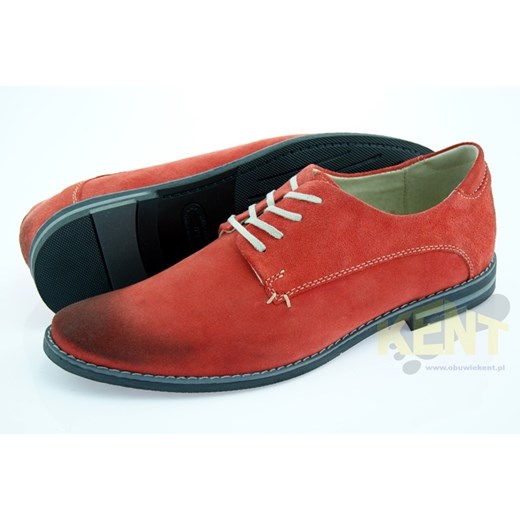KENT 215 CZERWONE WELUR - Męskie buty skórzane, krok w stronę dobrego stylu sklep-obuwniczy-kent czerwony naturalne
