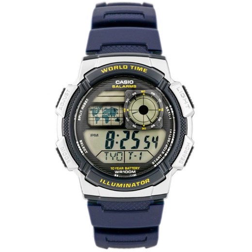 ZEGAREK MĘSKI CASIO AE-1000W 2AV (zd073e) - WORLD TIME - Niebieski || Srebrny Casio TAYMA