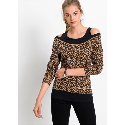 Shirt 2 w 1 w cętki leoparda | bonprix Bonprix 44/46 bonprix