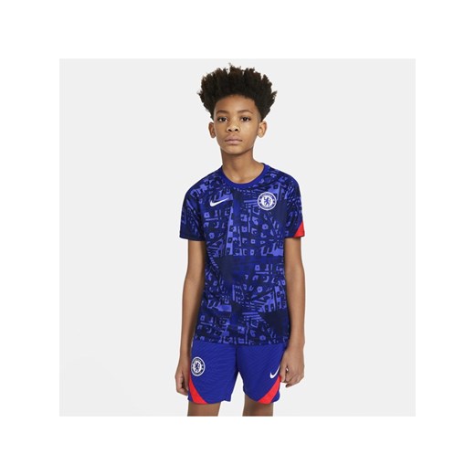 Przedmeczowa koszulka piłkarska z krótkim rękawem dla dużych dzieci Chelsea FC - Niebieski Nike XS Nike poland