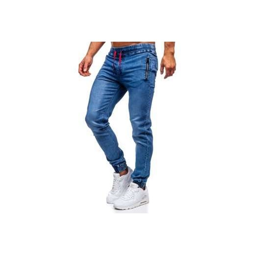 Granatowe spodnie jeansowe joggery męskie Denley HY678 XL promocja Denley
