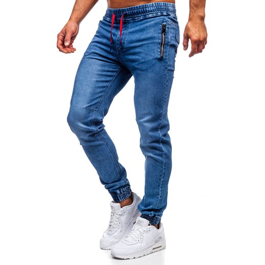 Granatowe spodnie jeansowe joggery męskie Denley HY678 2XL wyprzedaż Denley