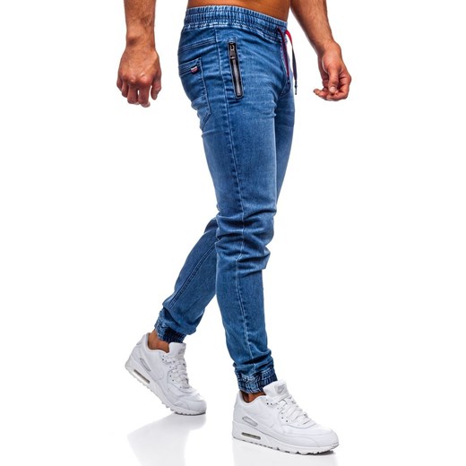 Granatowe spodnie jeansowe joggery męskie Denley HY678 L promocja Denley