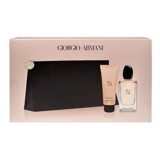 Giorgio Armani Si W Zestaw perfum Edp 50ml + 75ml Balsam + Kosmetyczka e-glamour bezowy balsamy