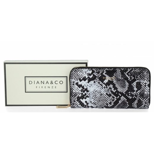 Luksusowy Portfel Damski XL z motywem skóry węża firmy Diana&Co Czarny/Biały (kolory) PaniTorbalska