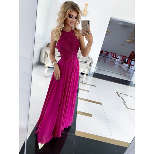Melania- sukienka długa maxi fioletowa 34 fuksja Pretty Woman 34 e-sukienki.pl