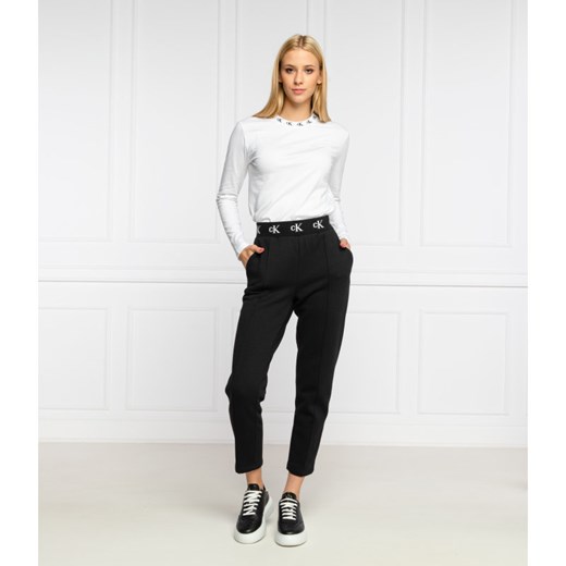Calvin Klein bluzka damska z okrągłym dekoltem z długimi rękawami 