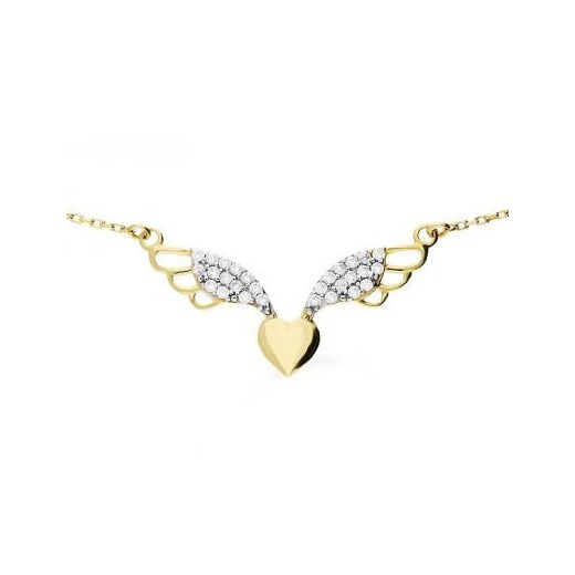 Złoty naszyjnik 585 serce ze skrzydłami 14kt prezent Lovrin LOVRIN