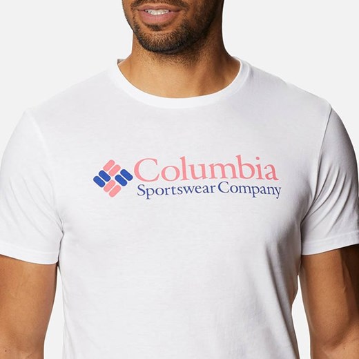 Columbia t-shirt męski biały z krótkim rękawem 