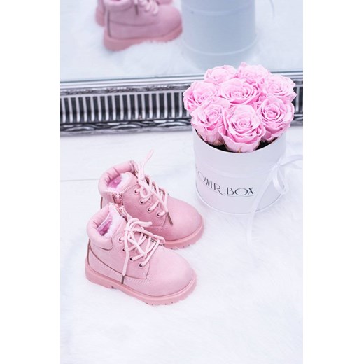 Buty zimowe dziecięce różowe Frrock bez wzorów trapery 