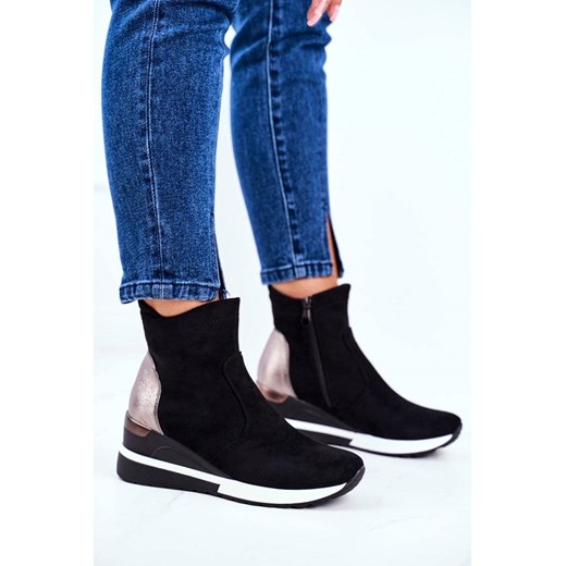 Buty sportowe damskie Vinceza sneakersy ze skóry ekologicznej w stylu klasycznym czarne 