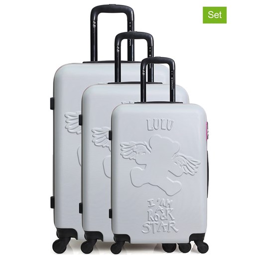 Walizki (3 szt.) "Ours Aile" w kolorze srebrnym Lulu Castagnette onesize Limango Polska