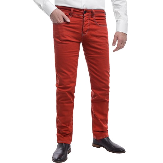 Spodnie męskie chinosy  LZ116 -czerwony Risardi 34 okazja Risardi