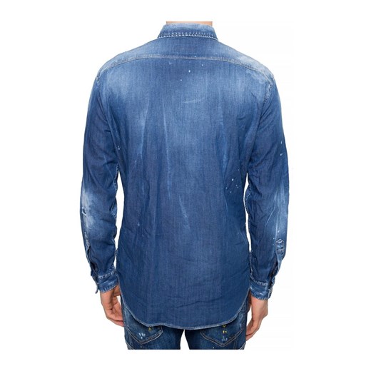 Jeansowa koszula z naszywkami Dsquared2 46 wyprzedaż showroom.pl